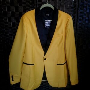 Men's Yellow Blazer with Black Accents